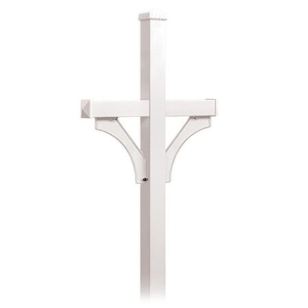 SALSBURY INDUSTRIES Salsbury Industries 4872WHT Deluxe Mailbox Post 2 Sided for 2 Mailboxes In-Ground Mounted - White 4872WHT